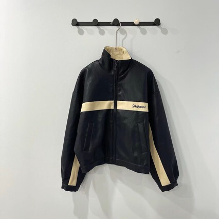 Haining leather jacket, faux fur, casual, loose-fitting, genuine sheepskin, black and white patchwork, baseball jacket, leather outerwear Haining leather jacket, faux fur, casual, loose-fitting, genuine sheepskin, black and white patchwork, baseball jacket, leather outerwear