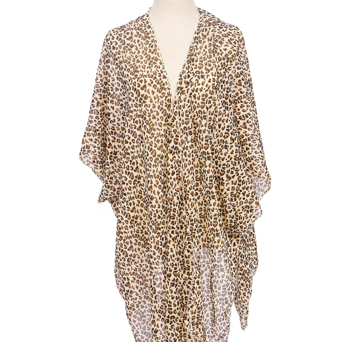 Cárdigan de protección solar con estampado de leopardo, estilo europeo y americano, de longitud media, para playa, primavera y verano 2024