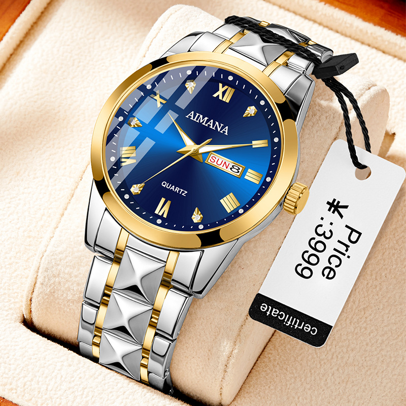 跨境瑞士2025新款男士手表双日历商务男款防水石英表外贸热销批发