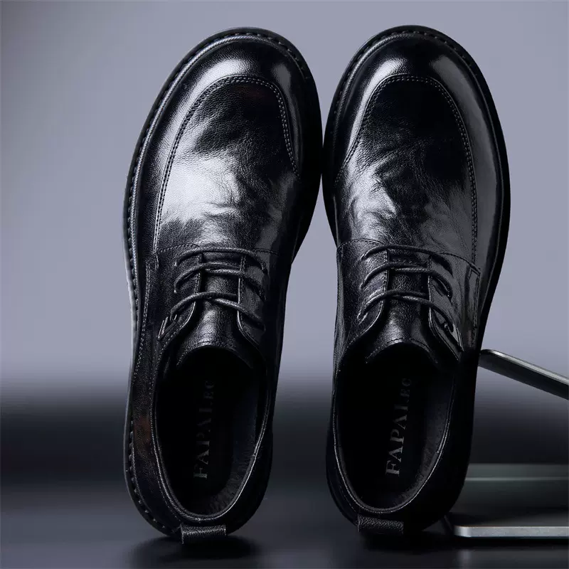 2025年商务正装皮鞋高级感皮鞋男真皮英伦风通勤圆头皮鞋系带结婚