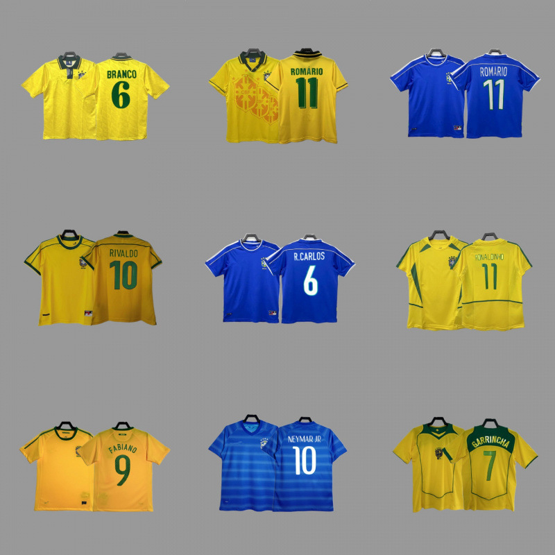 ブラジル レトロ ジャージ サッカー ユニフォーム ベイリーカ フロ ナルド リバウド カルロス デンガ ブランコ|undefined