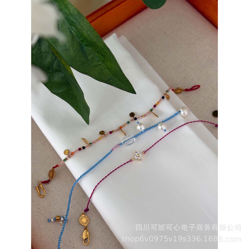 301 Fully Handmade Colored Gemstone Small Bracelet Japanese Style Exquisite Bracelet Waterproof and Sweat-Proof Stacked Piece T1-9