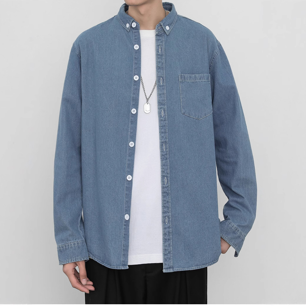 Camisas de vaqueros para hombres 2026 primavera y otoño nueva camisa de hombre coreana suelta chaqueta camisa casual para hombres escuela