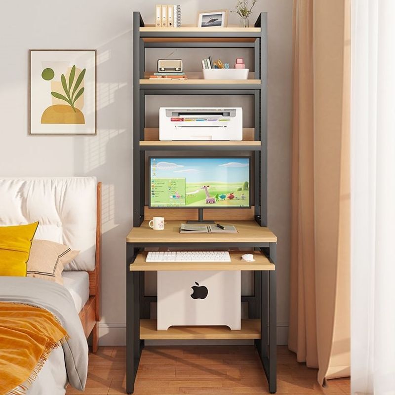 Pegboard computer desk for home use, small-sized single-person desktop desk with integrated bookshelf, suitable for bedroom and student study Pegboard computer desk for home use, small-sized single-person desktop desk with integrated bookshelf, suitable for bedroom and student study