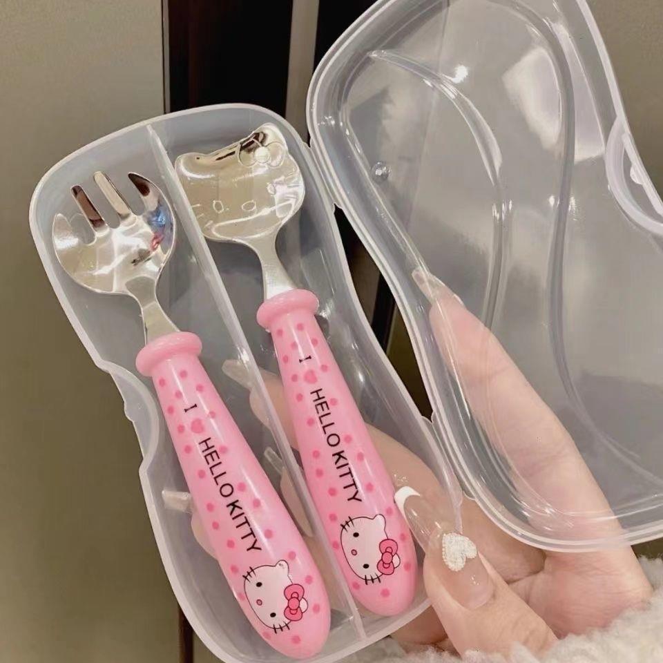 키티 식기 숟가락 + 포크 무료 상자