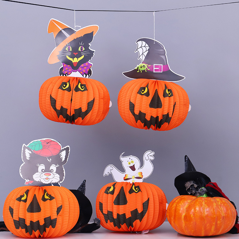 2024 Halloween Funny Ghost Bat Spider Pumpkin Lantern Bar Decoration Props_voghion.com