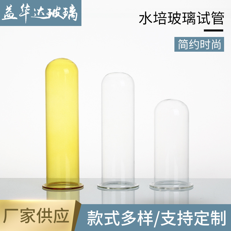 水培玻璃试管 圆底平底水培插花管 创意透明玻璃花瓶试管摆件