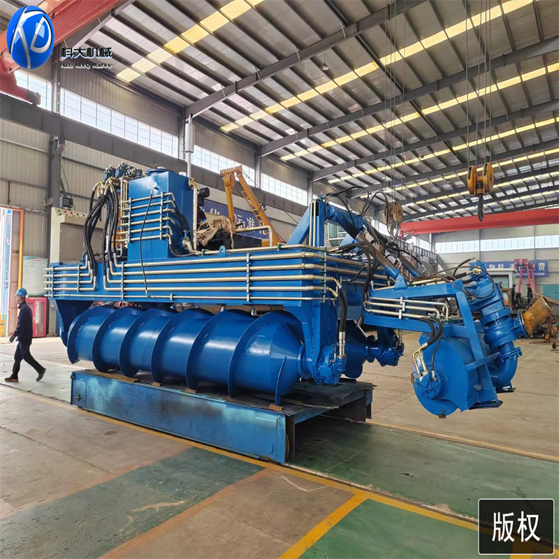 福州入海口河道滩涂割草机 互花米草收割船 两栖螺旋割草船