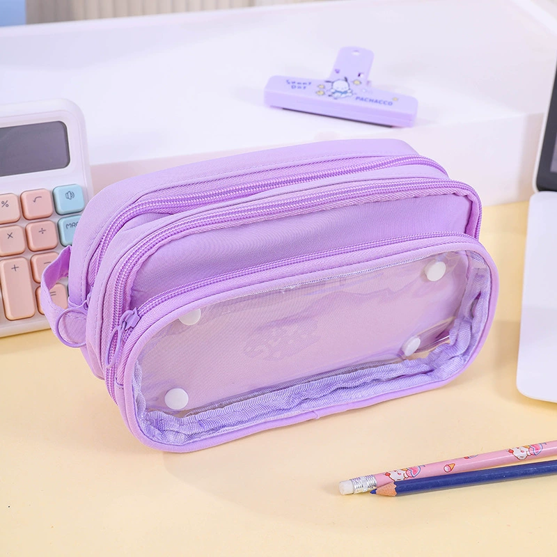 Рукодельный? Actually translate properly: Handheld transparent universal capacious pencil case for students, for secondary school