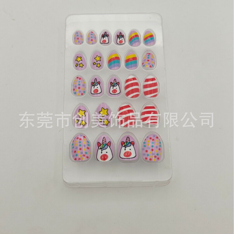 10 pieces 20 pieces 12 pieces 24 pieces almond shape children's fake nail nail beauty piece Children's nail wear nail piece
