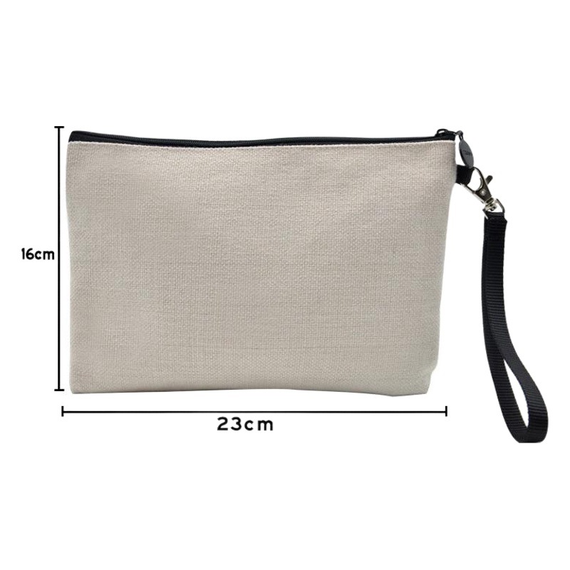 380g Thick Composite Linen Cosmetic Bag, Linen Zipper Clutch Bag, Storage Pouch, Heat Transfer Blank