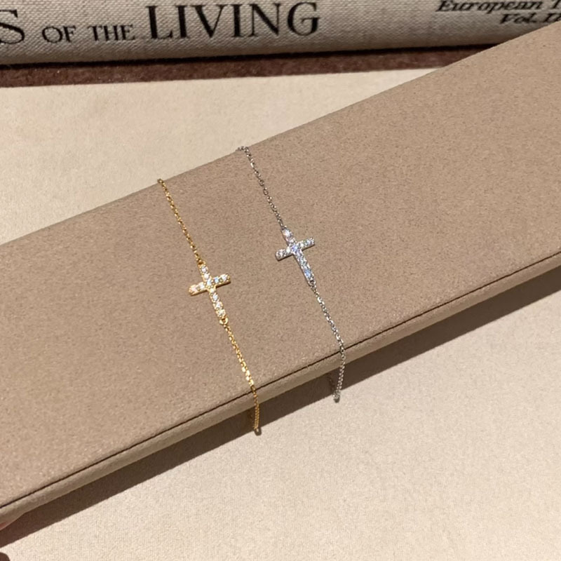 New S925 Sterling Silver Cross Bracelet for Women Ins Style Simple Accessible Luxury Niche Design High-End Full Diamond Bracelet New S925 Sterling Silver Cross Bracelet for Women Ins Style Simple Accessible Luxury Niche Design High-End Full Diamond Bracelet