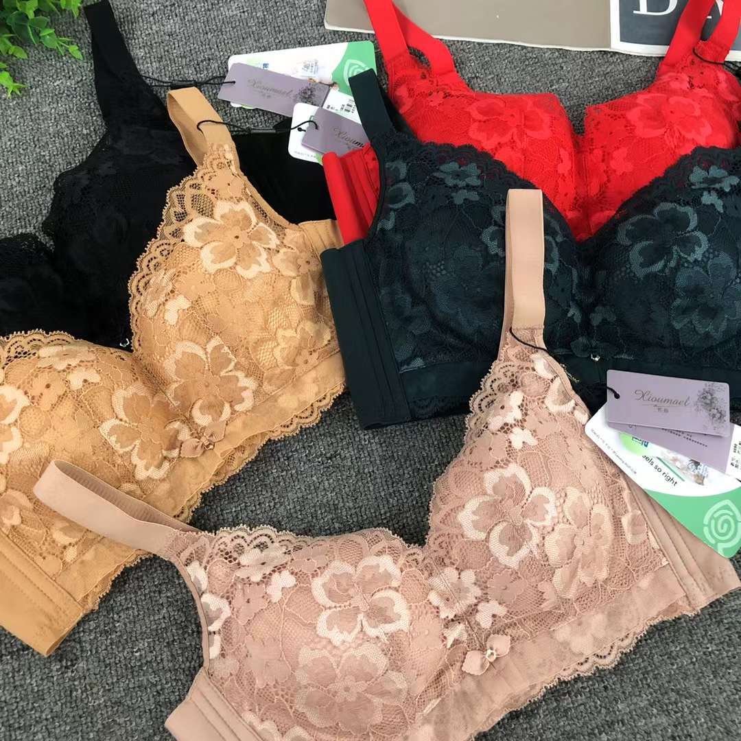 Nuevo sujetador de alta calidad de moda de encaje jacquard transpirable y cómodo ajuste lateral de pecho de cuatro botones ropa interior mujer image 3