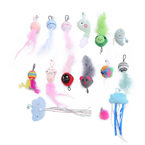 Cat Toy Feather Replacement Head Cat Funny Stick Replacement Combination Set Cat Self-Happiness Toy Pet Products Factory