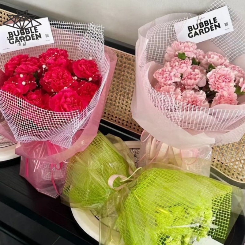 Yitong oferta especial Plaid gasa hueco Plaid malla ramo flor gasa material de embalaje hecho a mano waffle