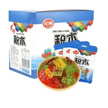 乐潮积木橡皮糖水果味一盒20包果汁软糖怀旧零食铺子趣味糖果