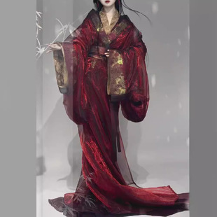 Colorful Warring States Robe Han Clothing Women's Ancient Costure Super Immortal Mashan Chu Tomb Restoration Straight-fringing Aggressive Trailing Super Large Volume