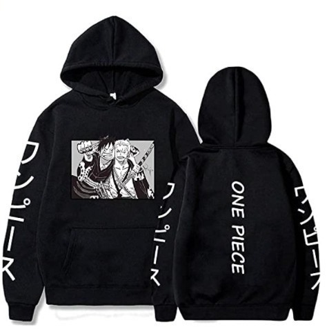 One Piece Zoro anime fleece-lined loose hoodie sweatshirt anime hoodie for boys