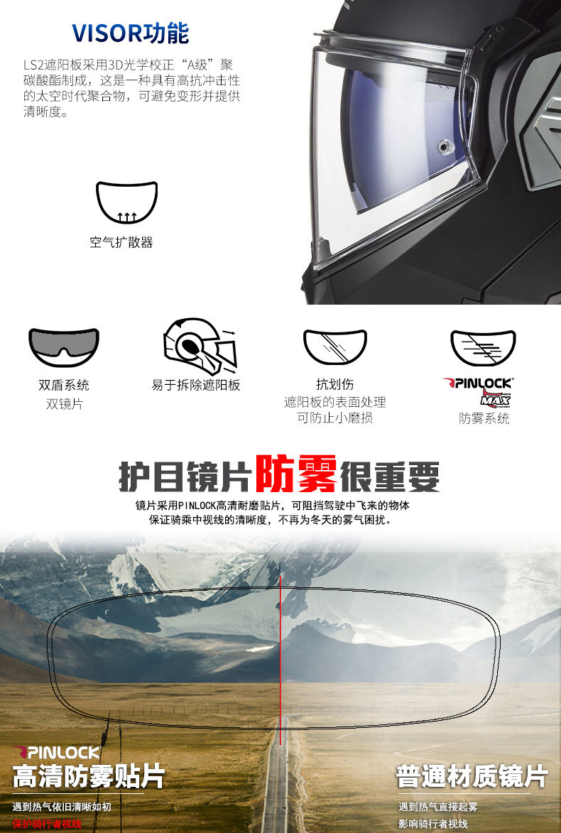 Ls2 Flip-Up Helmet for Men, Motorcycle Helmet, Full-Face Helmet for Women, All-Season Universal Winter Helmet Ff906