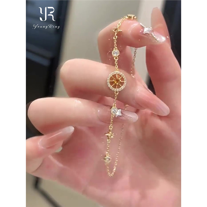 金色八芒星罗盘手链复古精致手串小众设计高级感爆闪手饰品代发|undefined