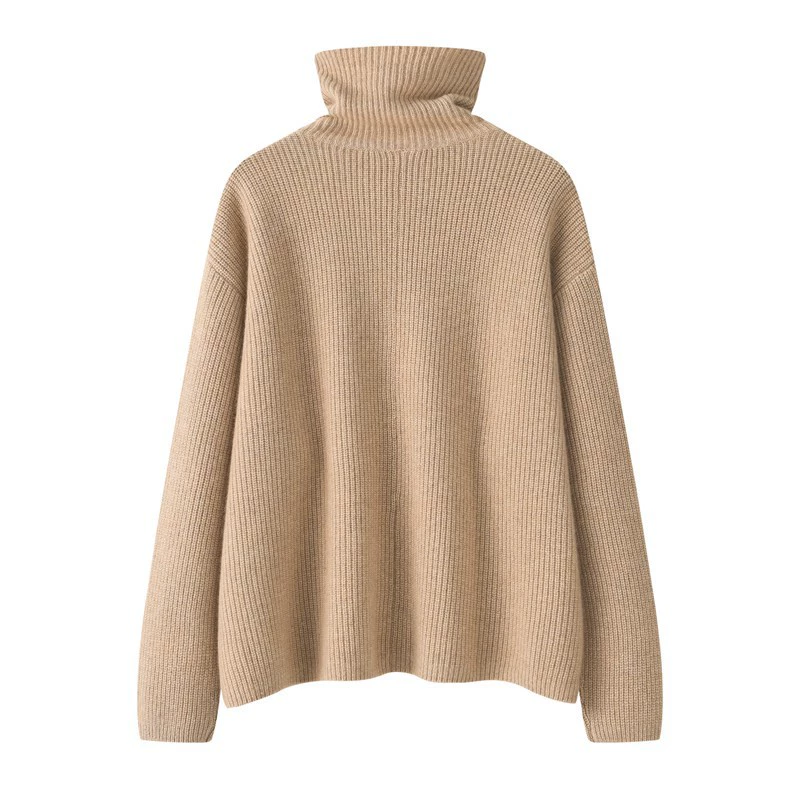 Платье из кашемира бархат suitable with a skirt for leisure, high collar, increased thickness, western style, oversize