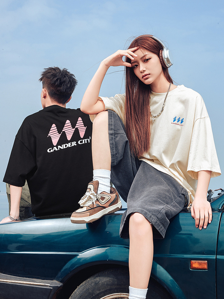 Damska odzież T-shirt z nadrukiem z krótkim rękawem Męska w tym samym stylu Letnia luźna modna marka T-shirt Q_voghion.com