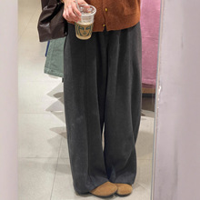 薄绒松驰慵懒风垂感阔腿裤女2025秋冬新款遮胯百搭宽松直筒长裤子
