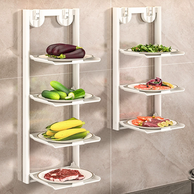 Настенная подставка для посуды на присосках, кухонная полка для хранения без сверления, органайзер для тарелок и мисок для домашнего использования.