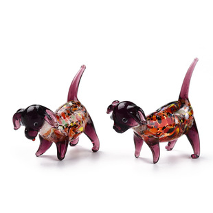 Cute Mini Puppy Glass Ornaments Glass Crafts Cartoon Glass Fox Dog Animal Micro Landscape Decoration