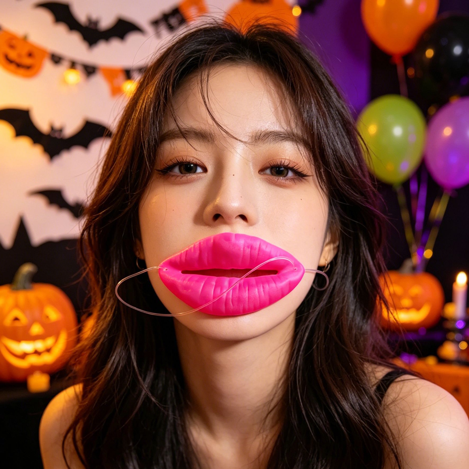 Halloween extraña salchicha labios COS espectáculo extraña espectáculo salchicha labios props flame sexy labios rojos rojos