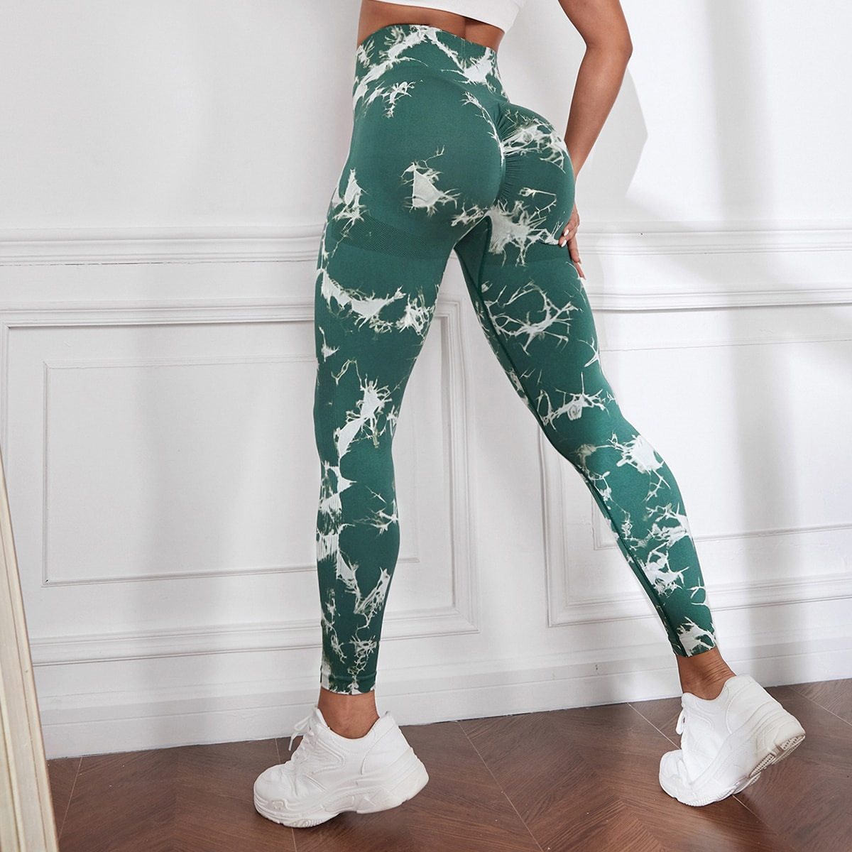 100 colores precio al por mayor tie-dye pantalones de yoga sin costuras cintura alta melocotón cadera pantalones deportivos para correr leggings