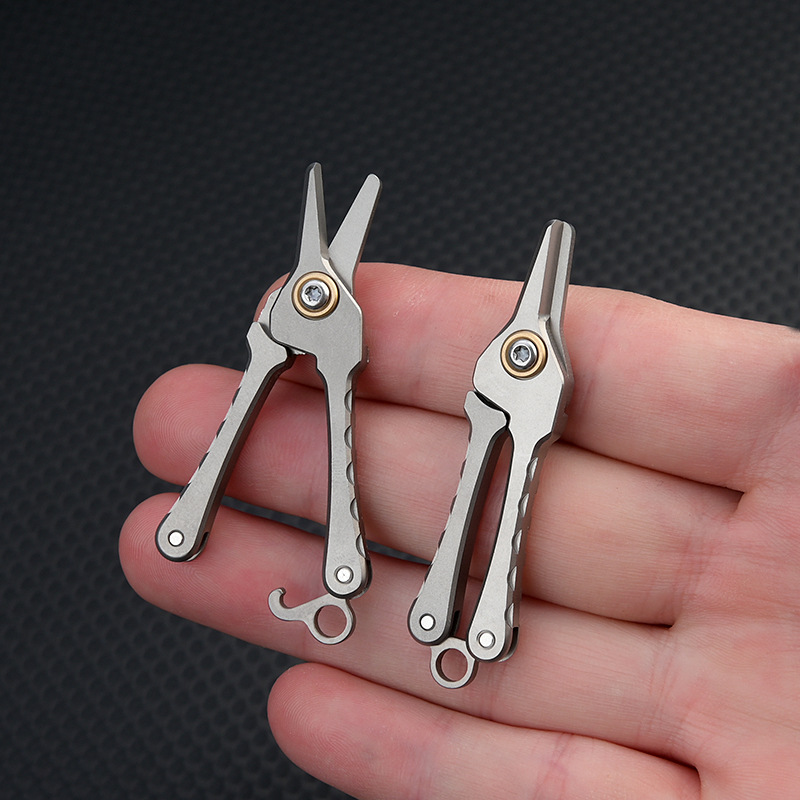 55MM Titan Legierung MINI Schere Schnalle Nase Haar EDC Werkzeug Snap Lock Schere Augenbraue Trimmen Werkzeug Outdoor Tragbare Schere – Detail 9