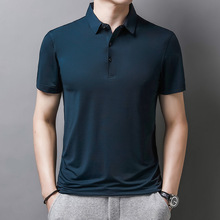 夏季新款短袖polo衫男中年轻商务休闲翻领t恤高尔夫运动条纹上衣