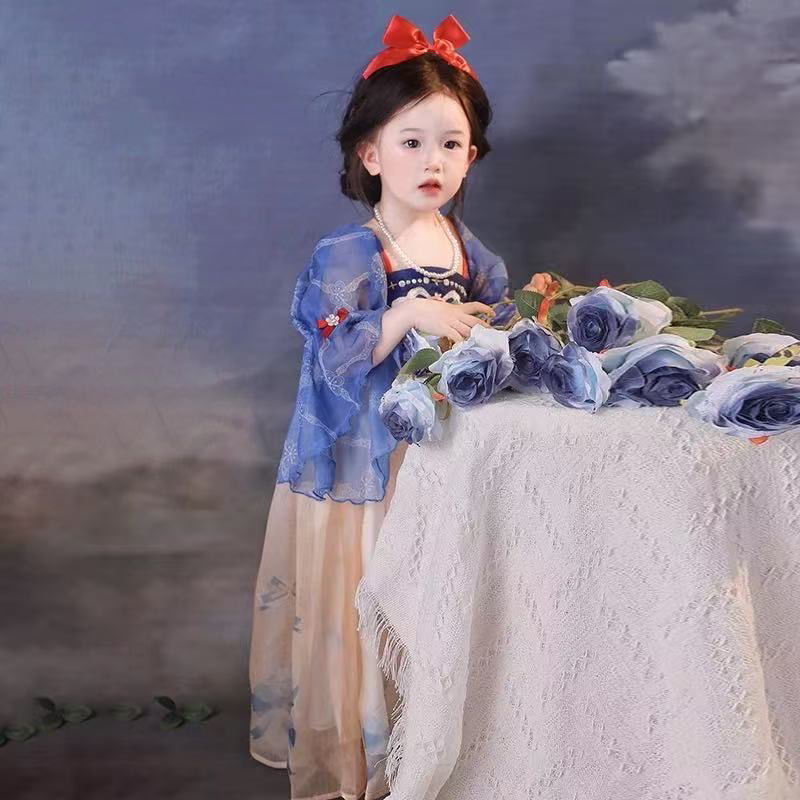Hanfu, small princess costume, children's summer clothing, suit, dress, white clothing, Birthday gift 5