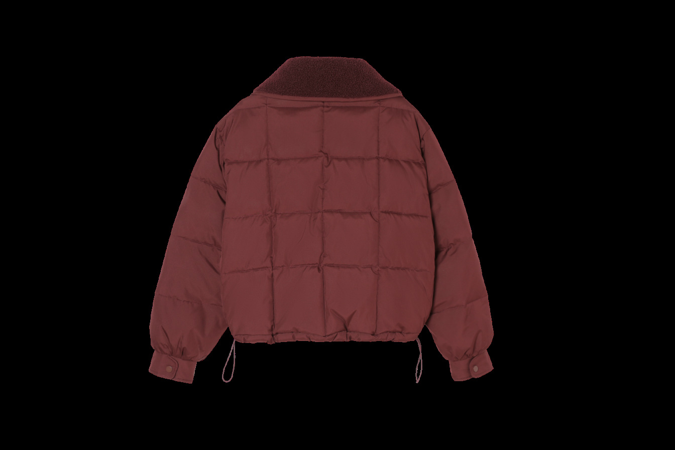 Chaqueta corta de algodón con cuello grande de lana de cordero para mujer en invierno, versión coreana, abrigo marrón suelto y grueso, de moda_voghion.com