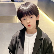 儿童假发男帅气狼尾短发拍照摄影日系少年鲻鱼头短直头套一件代发