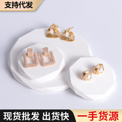 簡約圓形石膏首飾耳環項鍊戒指攝影擺拍拍攝拍照道具裝飾擺件飾品