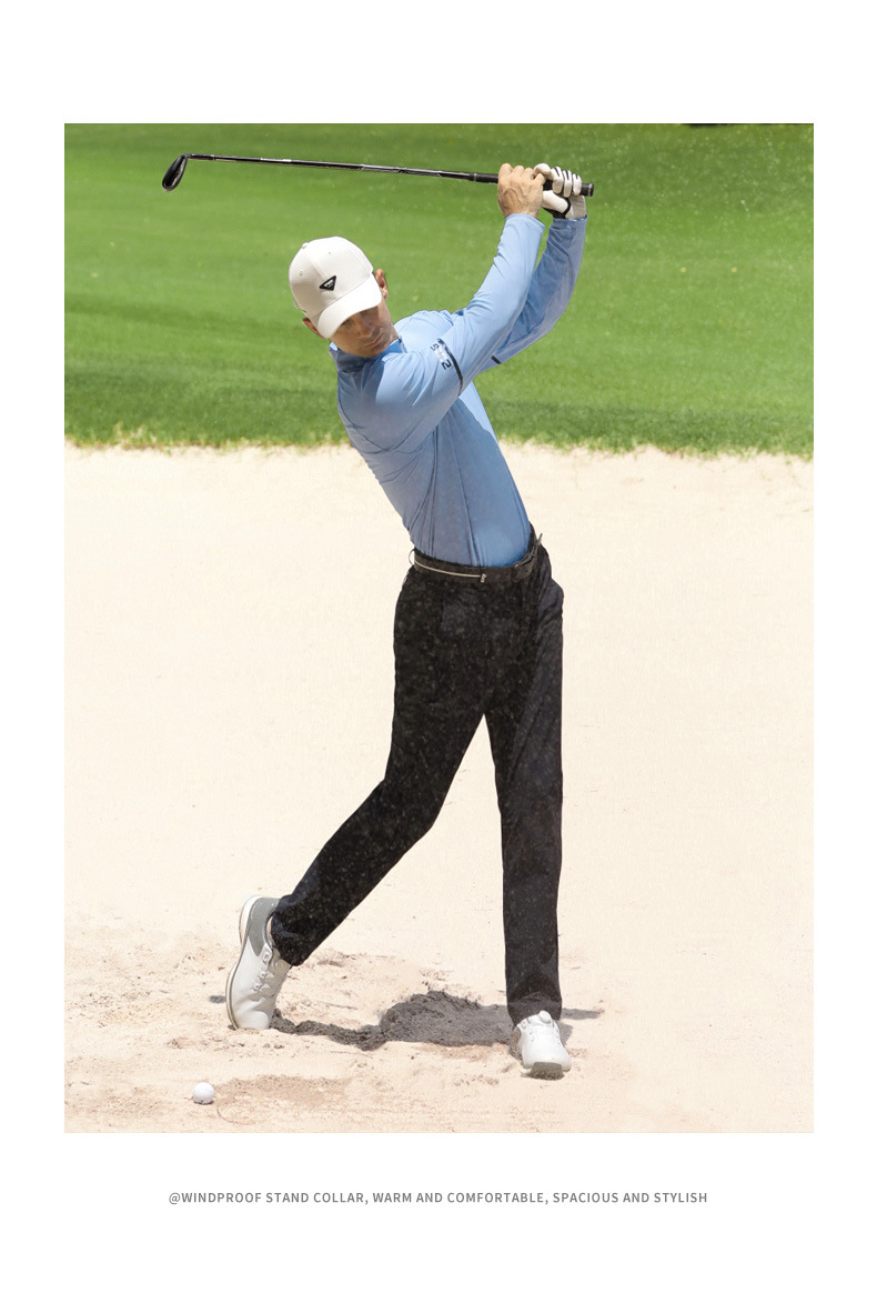 Áo thun golf nam dài tay PGM co giãn cao, cổ đứng khóa kéo, phong cách thể thao thu đông — YF733-Tay dài màu xanh nhạt, YF733-Trắng dài tay, YF733-dài tay màu xanh hải quân chi tiết 17