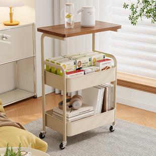Movable Trolley Sofa Side Table Bedside Storage Rack High Coffee Table Table Living Room Snack Rental House Bedside Table