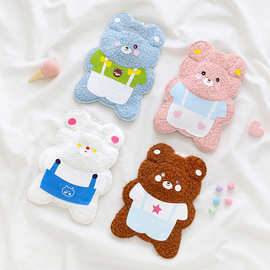 可爱泰迪绒热水袋卡通毛绒暖手宝随身注水保温袋泰迪卷毛暖水袋