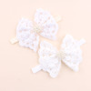 Children's headband from pearl, elastic hair accessory with bow, European style