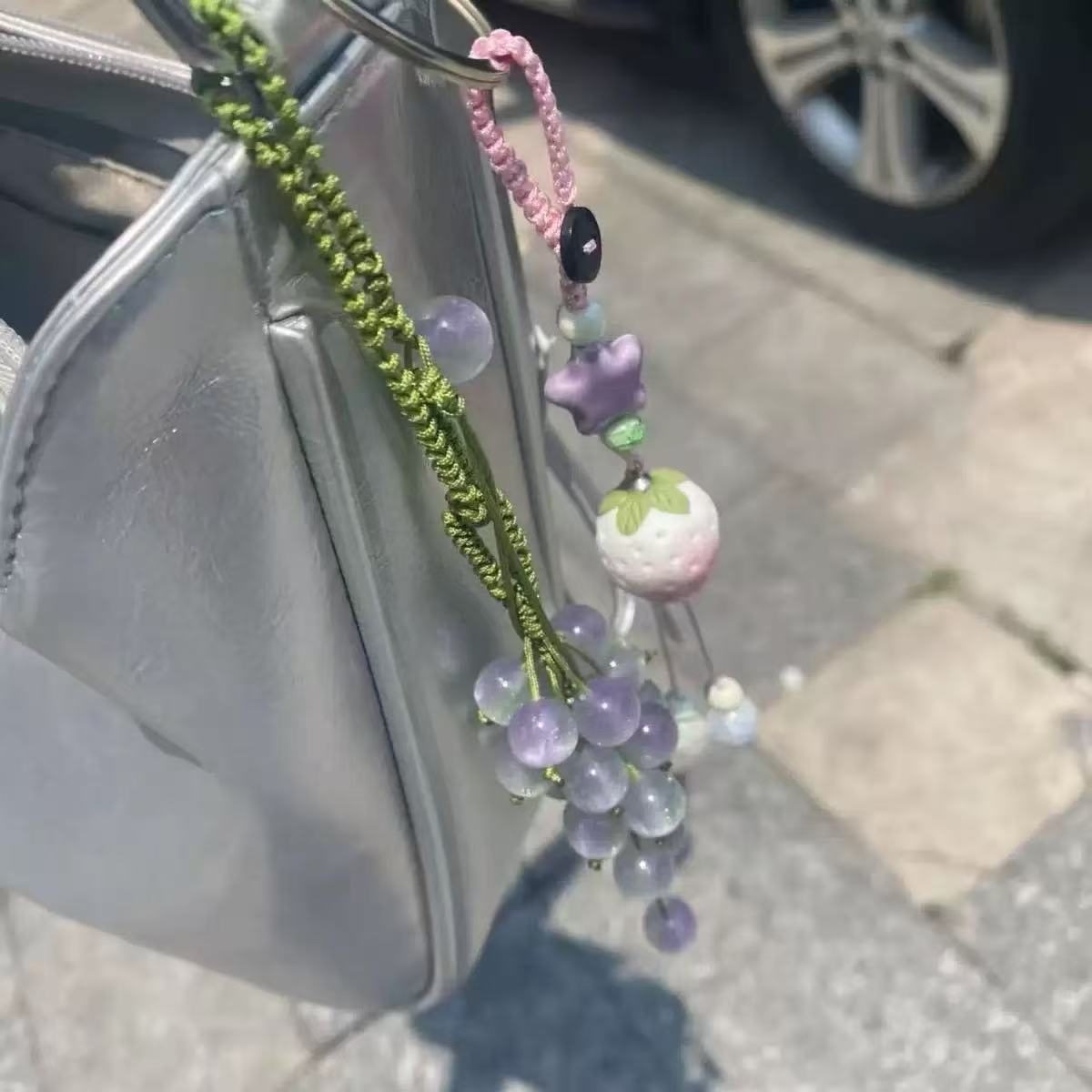 Color-Changing Grape Handmade DIY Pendant Uv Color-Changing Beads Woven Car Hanging Bag Hanging Keychain Mobile Phone Pendant