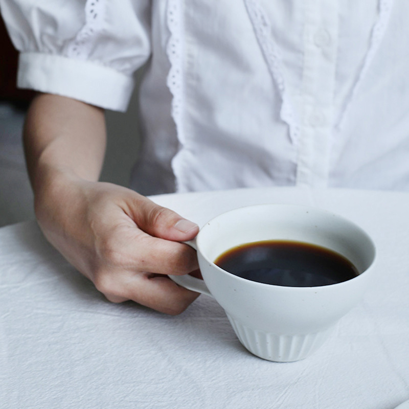 Taza de café de cerámica de montaña y río medieval, taza de café de estilo popular, taza de café de alto nivel, taza de té de la tarde