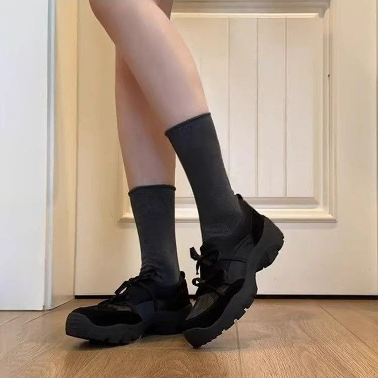 羊皮版~小众芭蕾风蝴蝶结运动乐福鞋女复古绒面一脚蹬厚底小皮鞋|undefined