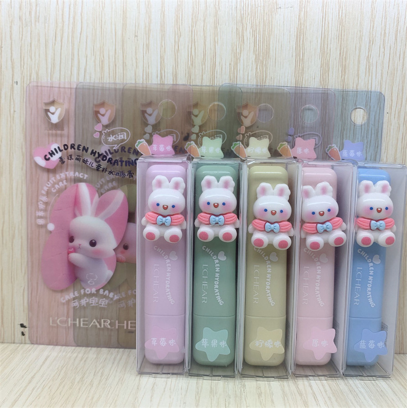 Bálsamo labial incoloro Lei Qi, hidratante, diseño de dibujos animados