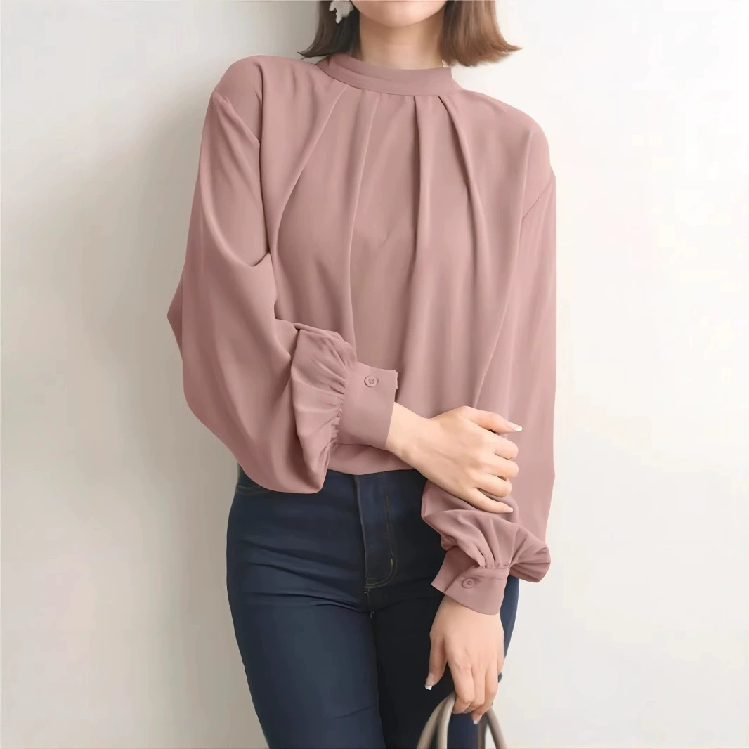 Трансграничный 2023 весна и осень новая женская элегантная рубашка с длинными рукавами повседневная пуговица модная свободная рубашка юбка сплошной цвет