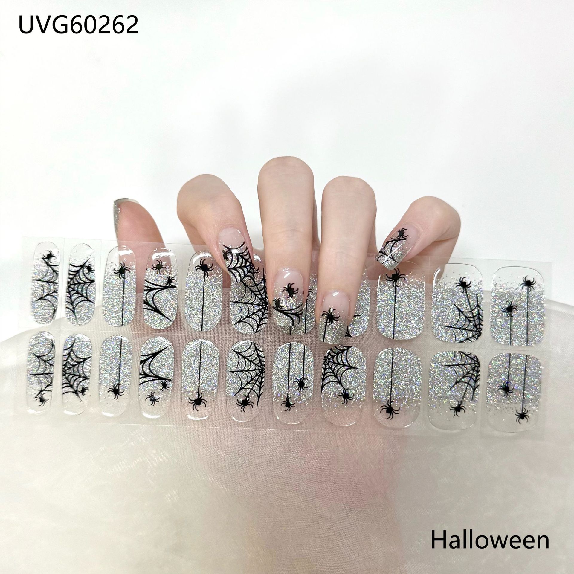 Pegatinas de uñas de gel UV transparentes efecto hielo, semicuradas, con lámina dorada, fototerapia, efecto película de aceite