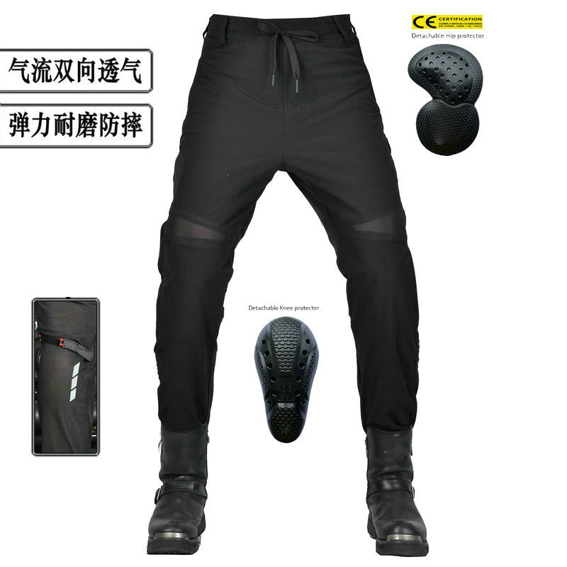 Volero motocicleta verano flujo de aire tobillo-atado pantalones de montar malla de dos vías transpirable camuflaje motocicleta anti-caída pantalones hombres