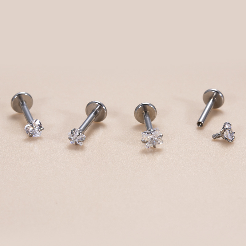2PCS 1,2X6/8/10X3MM Liebe Platz Fünf-Punkt-Stern Runde Zirkon Edelstahl interne Gewinde Lippe Earbone Nagel_voghion.com