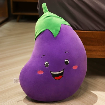 Cartoon Artificial Vegetable Eggplant Pillow Doll Plush Toy Carrot Large Pillow Cloth Doll down Cotton Doll (Oyuncaq yastıqlar) - down-cotton-eggplant-30cm-01kg